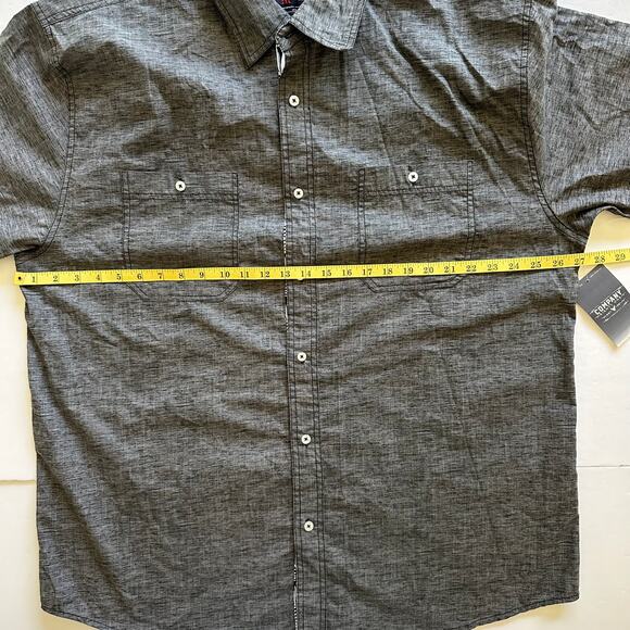 NEW Company Eighty One Button Down Shirt Short Sleeve Flip Cuff Sleeve Black 3XL - Picture 11 of 12